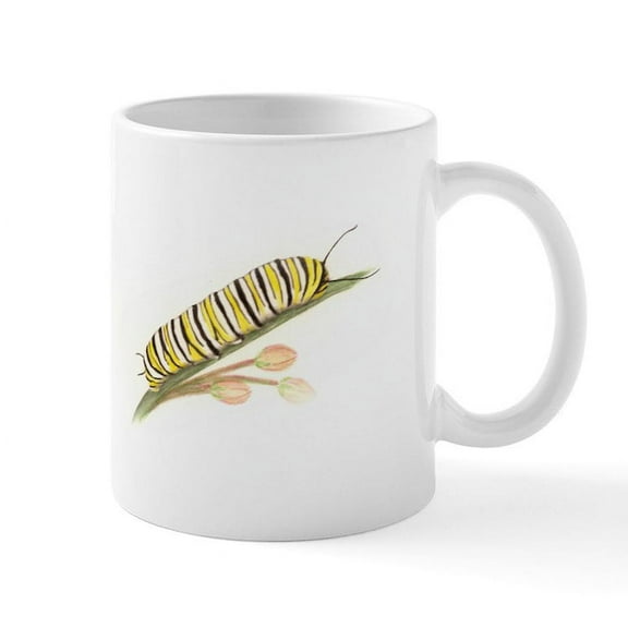 CafePress - Monarch Butterfly And Caterpillar Mugs - 11 oz Ceramic Mug - Novelty Coffee Tea Cup