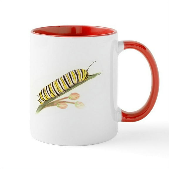 CafePress - Monarch Butterfly And Caterpillar Mugs - 11 oz Ceramic Mug - Novelty Coffee Tea Cup