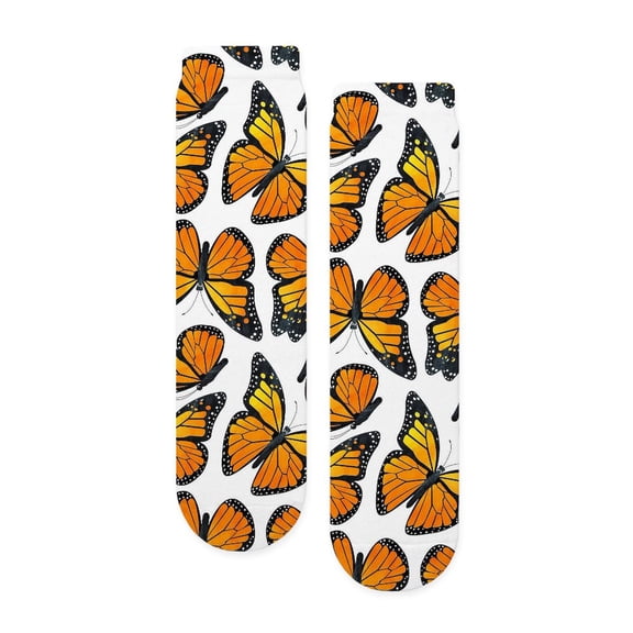 CafePress - Monarch Butterfly Pattern - Unisex Novelty Printed Crew Adult Socks