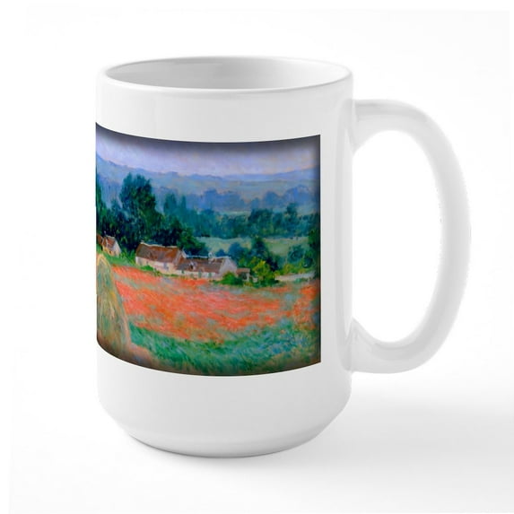 CafePress - Monet Painting, Haystack At Giverny, Large Mug - 15 oz Ceramic Large White Novelty Mug