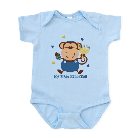 CafePress - Monkey Boy 1St Hanukkah Infant Bodysuit - Baby Light Bodysuit, Size Newborn - 24 Months