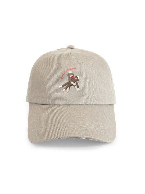 - Monkey Business Cap - Adjustable 100% Brushed Unisex Casual Cotton Baseball Cap, Beige, 1