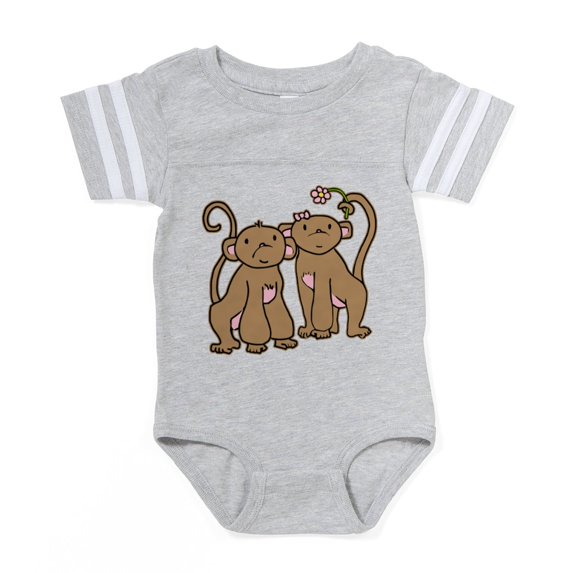 CafePress - Monkey Couple - Cute Infant Baby Football Bodysuit
