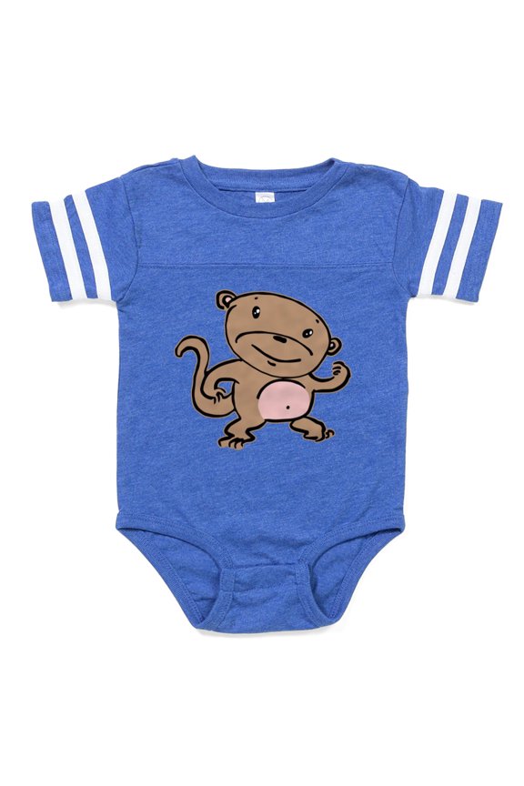 - Monkey Dancing - Cute Infant Baby Football Bodysuit