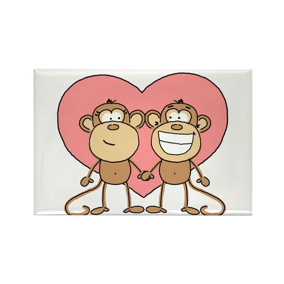 CafePress - Monkey Love Couple - Rectangle Magnet, 2"x3" Refrigerator Magnet