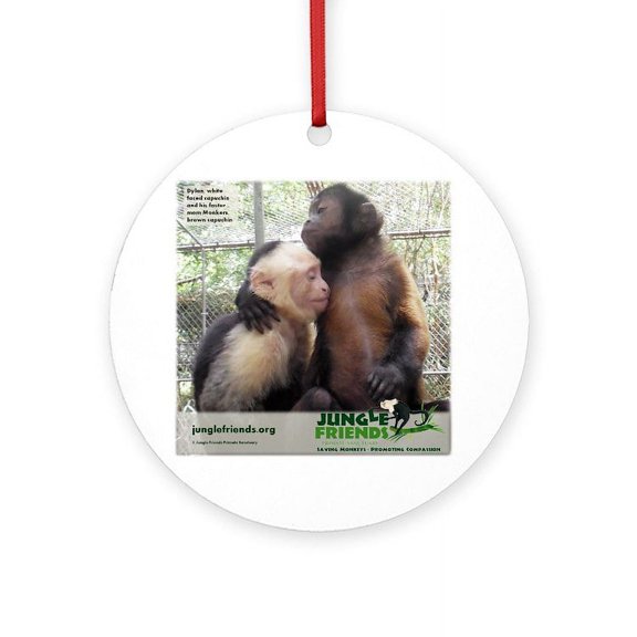 CafePress - Monkey Love - Round Wood Ornament 4"