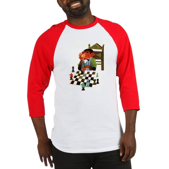 CafePress - Monkey Playing Chess Baseball Jersey - Cotton Baseball Jersey, 3/4 Raglan Sleeve Shirt