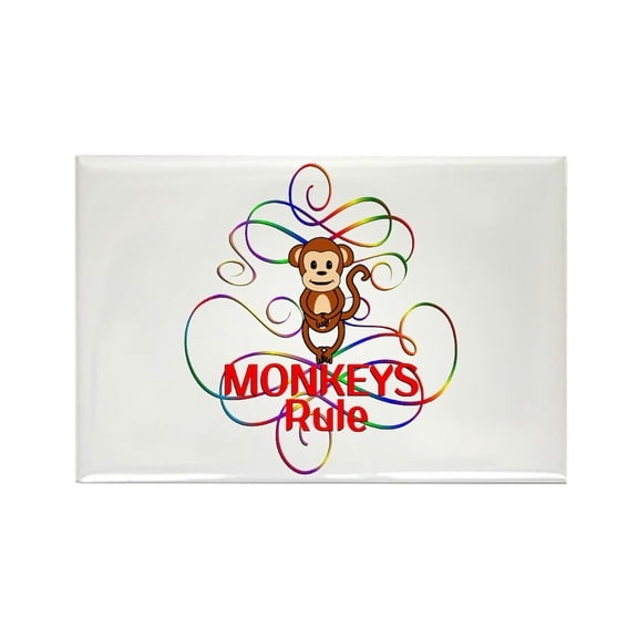 CafePress - Monkeys Rule - Rectangle Magnet, 2"x3" Refrigerator Magnet