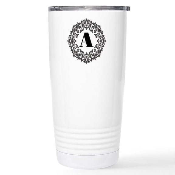 CafePress - Monogram A Wreath Mugs - Insulated Stainless Steel Travel Tumbler 20 oz.
