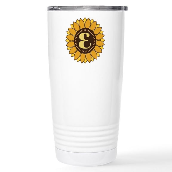 CafePress - Monogram E Sunflower Mugs - Insulated Stainless Steel Travel Tumbler 20 oz.
