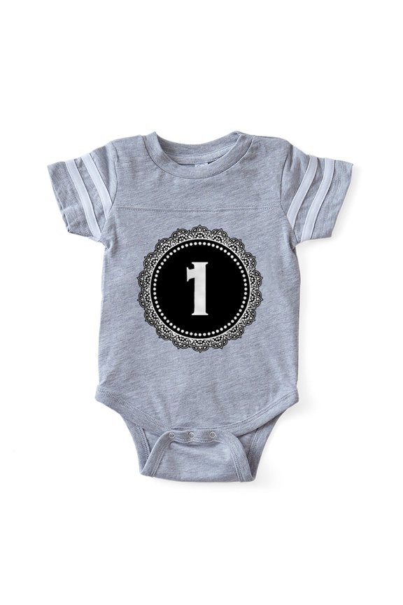 - Monogram Medallion 1 - Cute Infant Baby Football Bodysuit