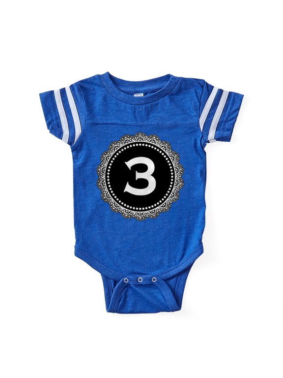 - Monogram Medallion 3 - Cute Infant Baby Football Bodysuit