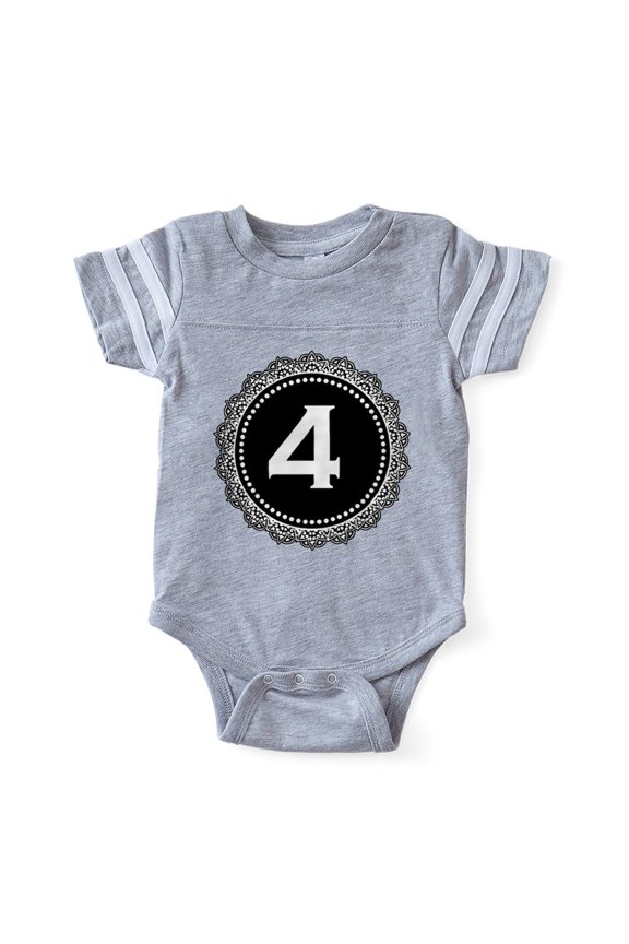 - Monogram Medallion 4 - Cute Infant Baby Football Bodysuit