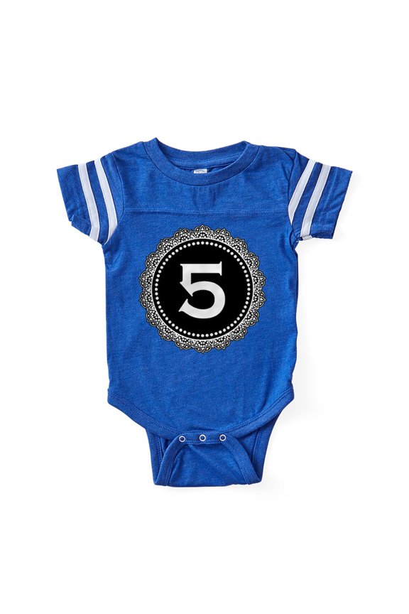- Monogram Medallion 5 - Cute Infant Baby Football Bodysuit