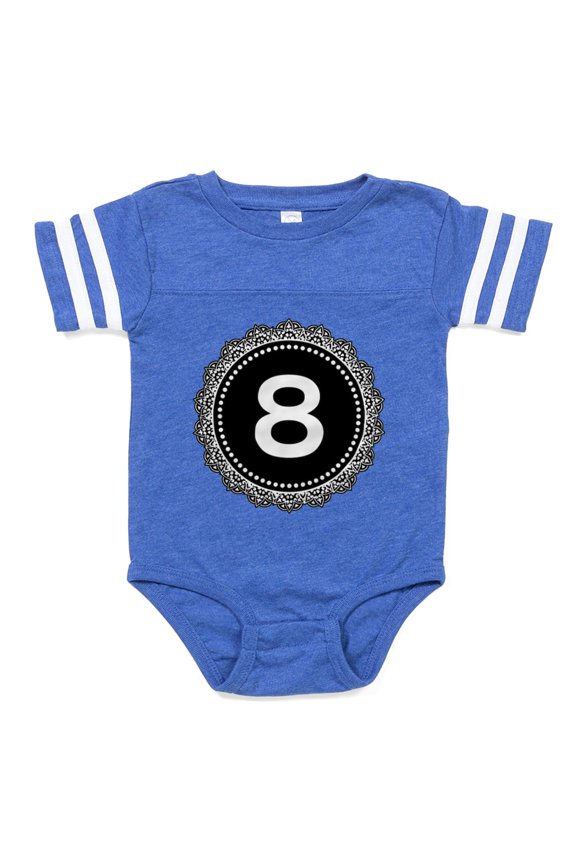 - Monogram Medallion 8 - Cute Infant Baby Football Bodysuit