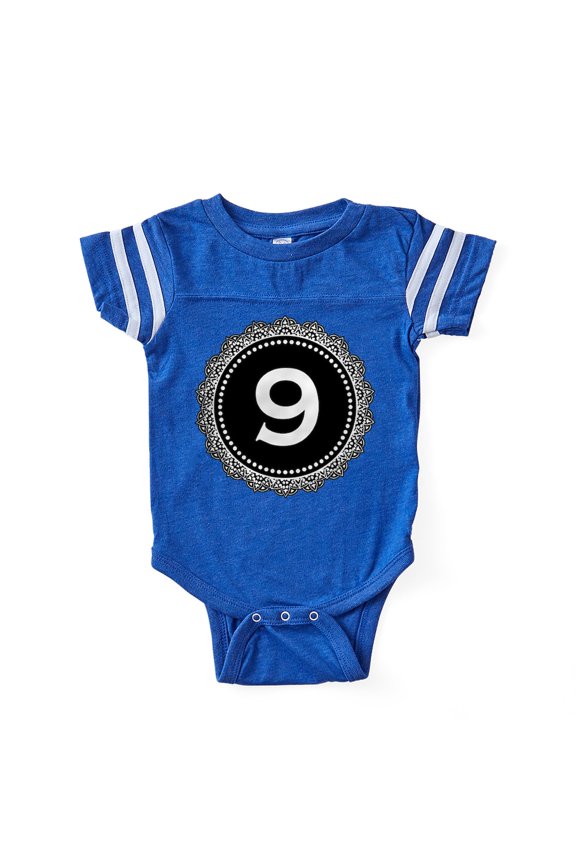 - Monogram Medallion 9 - Cute Infant Baby Football Bodysuit
