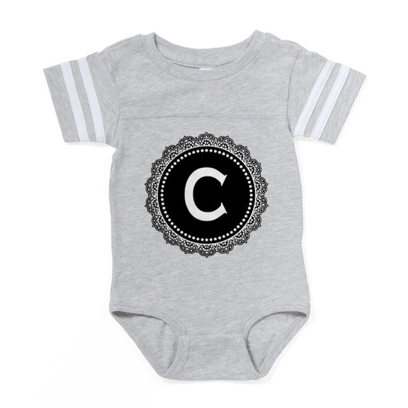 CafePress - Monogram Medallion C - Cute Infant Baby Football Bodysuit
