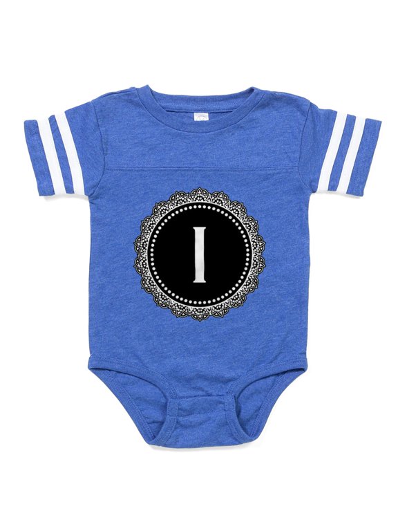 - Monogram Medallion I - Cute Infant Baby Football Bodysuit