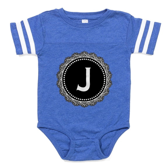 CafePress - Monogram Medallion J - Cute Infant Baby Football Bodysuit