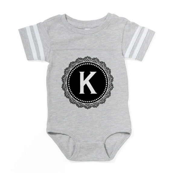 CafePress - Monogram Medallion K - Cute Infant Baby Football Bodysuit