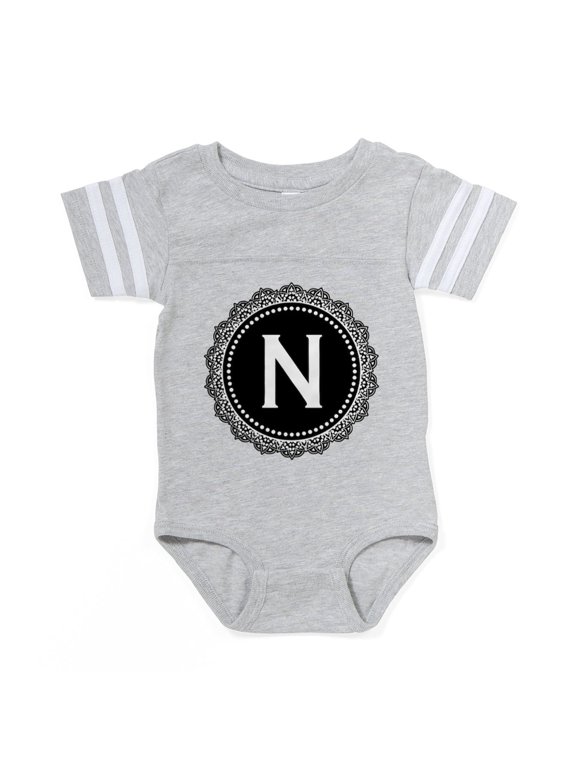 - Monogram Medallion N - Cute Infant Baby Football Bodysuit