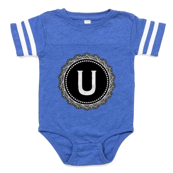 CafePress - Monogram Medallion U - Cute Infant Baby Football Bodysuit