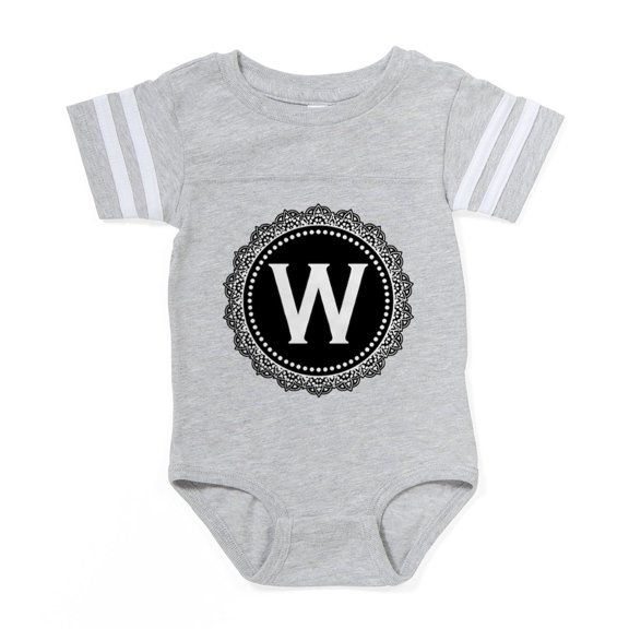 CafePress - Monogram Medallion W - Cute Infant Baby Football Bodysuit