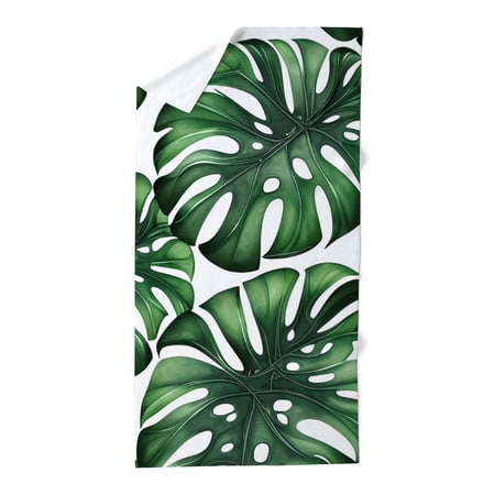 CafePress - Monstera Leaves Pattern - Large Beach Towel, Soft 30"x60" Towel with Unique Design