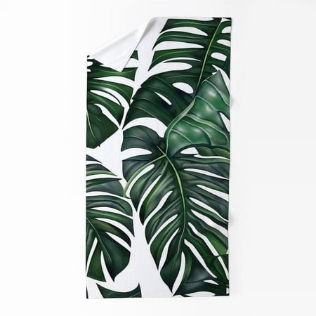 CafePress - Monstera Leaves Pattern - Large Beach Towel, Soft 30"x60" Towel with Unique Design