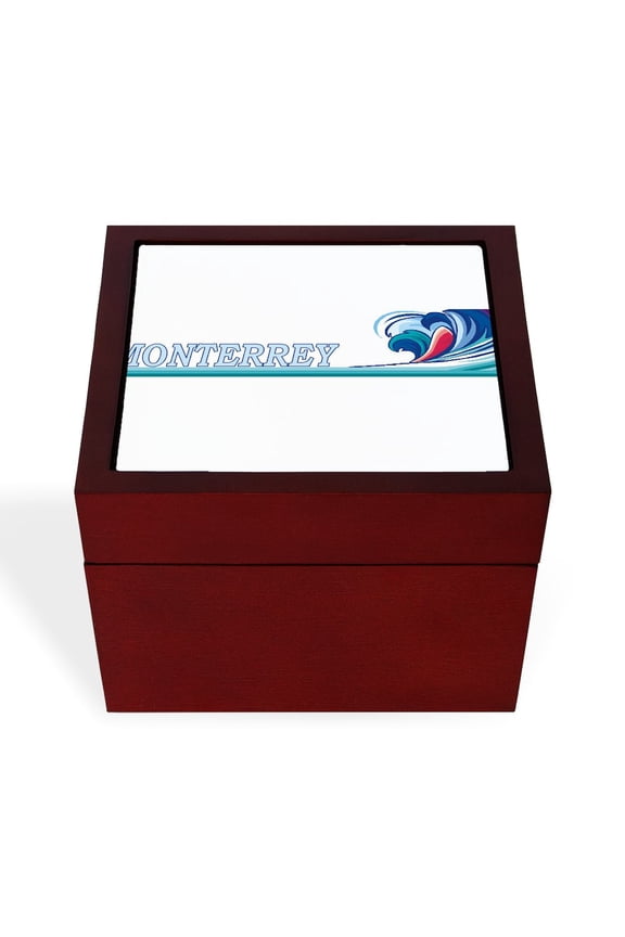 - Monterreywavwht - Keepsake Box, Finished Hardwood Jewelry Box, Velvet Lined Memento Box