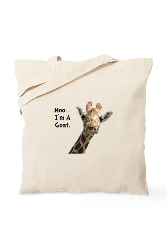 - Moo Giraffe Goat Tote Bag - Unisex Canvas Tote Bag, Beige, 1-Piece