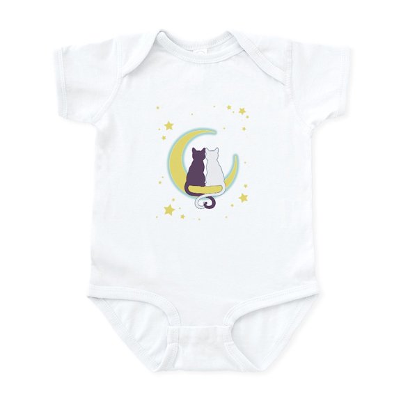 CafePress - Moon Cats Body Suit - Baby Light Bodysuit, Size Newborn - 24 Months