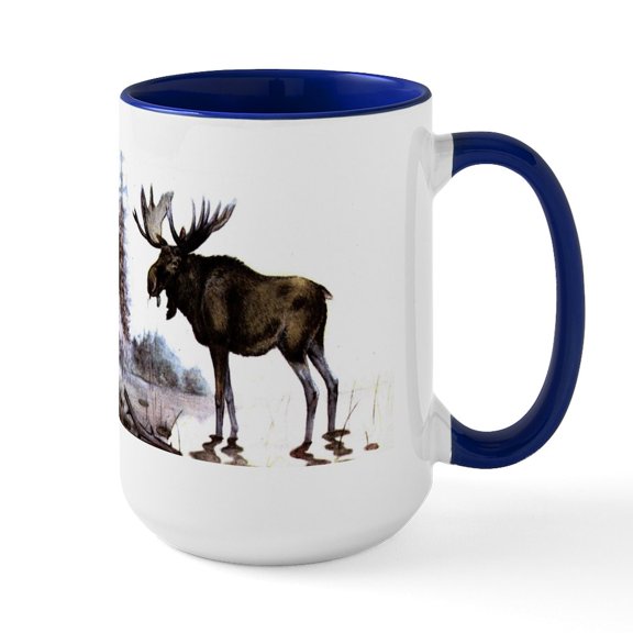 CafePress - Moose Ceramic Mug - 15 oz Ceramic Large White Novelty Mug