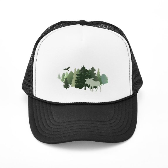 CafePress - Moose In The Forest - Adjustable Unisex Printed Trucker Hat with Mesh Back