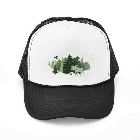 CafePress - Moose In The Forest - Adjustable Unisex Printed Trucker Hat with Mesh Back