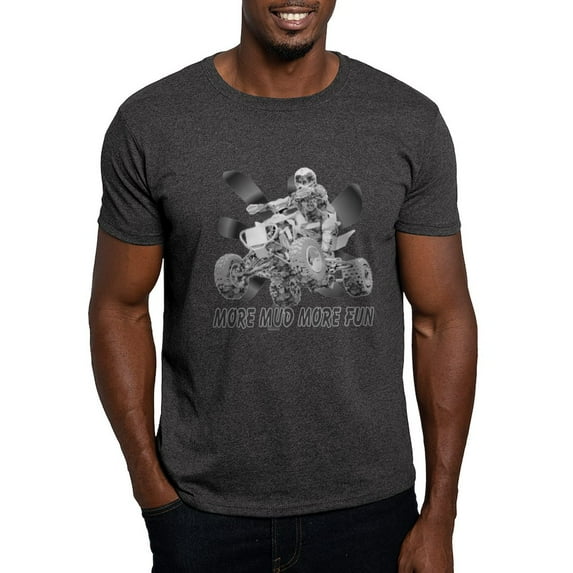 CafePress - More Mud More Fun On An ATV (B/W) Dark T Shirt - Men's Classic Graphic Cotton T-Shirt