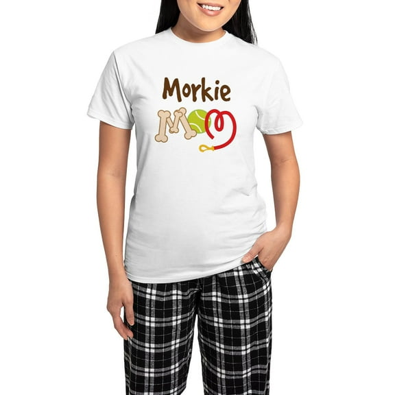 CafePress - Morkie Dog Mom Women's Light Pajamas - Women's Short Sleeve Print T-Shirt and Pants Light Cotton Pajama Set