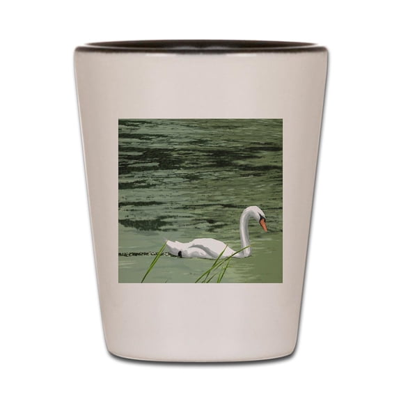 CafePress - Morning Swim - White/Black Shot Glass, Unique and Funny Shot Glass