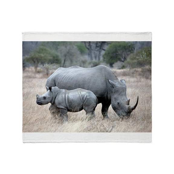 CafePress - Mother And Baby Rhino Throw Blanket - Soft Fleece Throw Blanket, 50"x60" for All Ages
