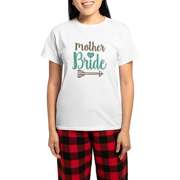 CafePress - Mother Bride Women's Light Pajamas - Women's Short Sleeve Print T-Shirt and Pants Light Cotton Pajama Set