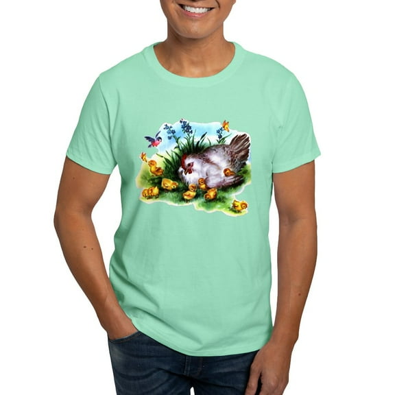 CafePress - Mother Hen Yellow Chicks Dark T Shirt - Men's Classic Graphic Cotton T-Shirt