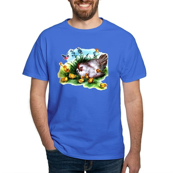 CafePress - Mother Hen Yellow Chicks Dark T Shirt - Men's Classic Graphic Cotton T-Shirt