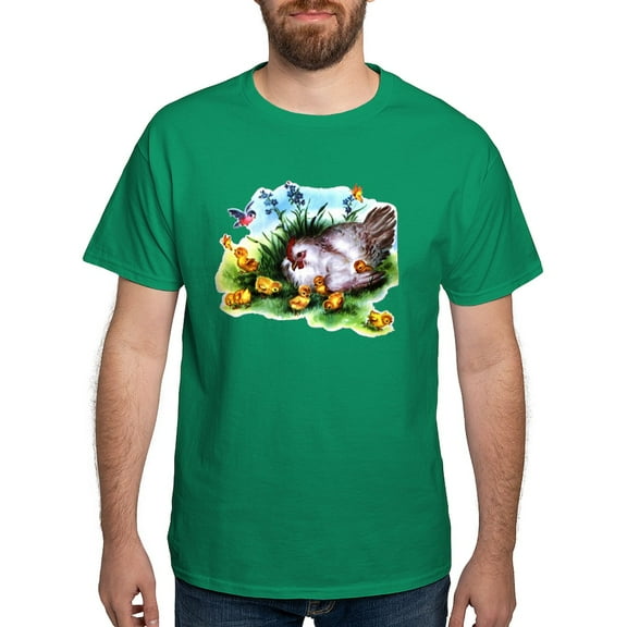 CafePress - Mother Hen Yellow Chicks Dark T Shirt - Men's Classic Graphic Cotton T-Shirt