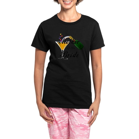 CafePress - Mother Of Bride Black Women's Dark Pajamas - Women's Short Sleeve Print T-Shirt and Pants Dark Cotton Pajama Set