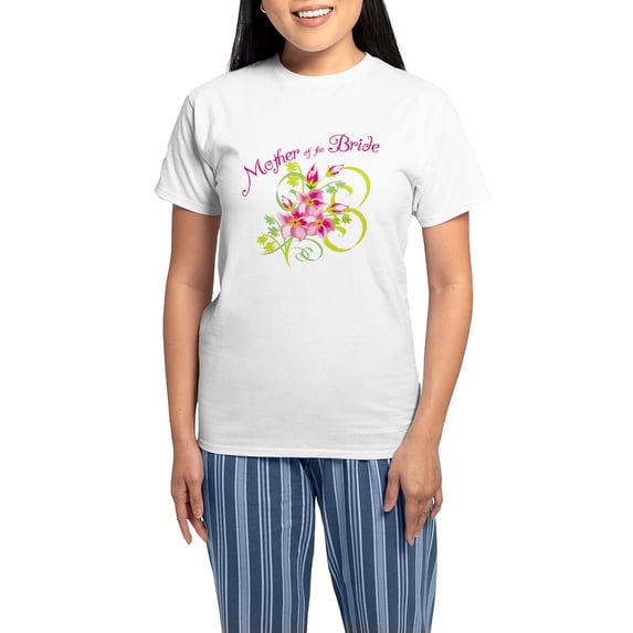 CafePress - Mother Of The Bride Women's Light Pajamas - Women's Short Sleeve Print T-Shirt and Pants Light Cotton Pajama Set