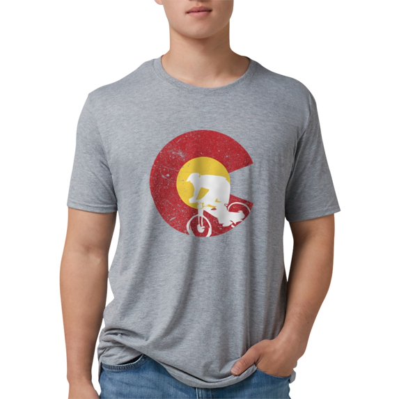 CafePress - Mountain Bike Colorado Mens Tri Blend T Shirt - Mens Tri-blend T-Shirt
