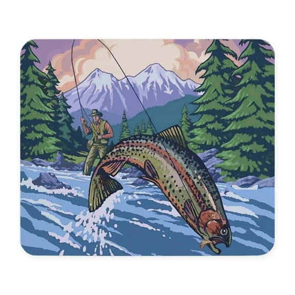 CafePress - Mountain Trout Fisherman Mousepad - Non-slip Rubber Mousepad, Gaming Mouse Pad