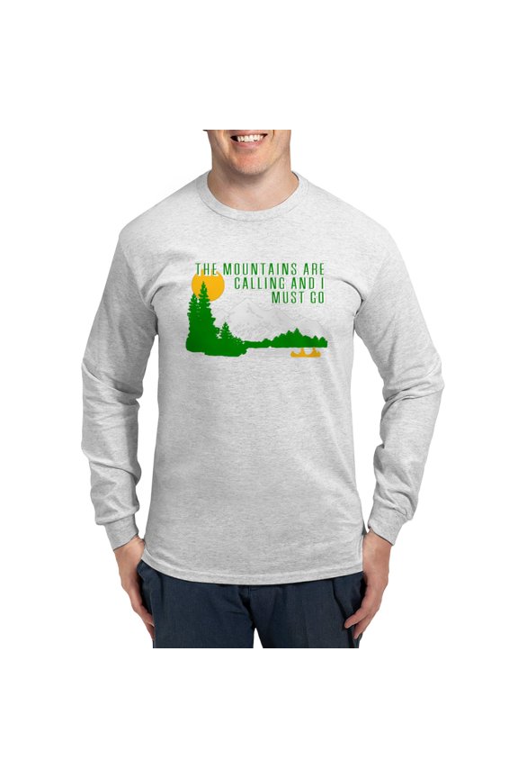 - Mountains Are Calling Long Sleeve T Shirt - Unisex Cotton Long Sleeve T-Shirt