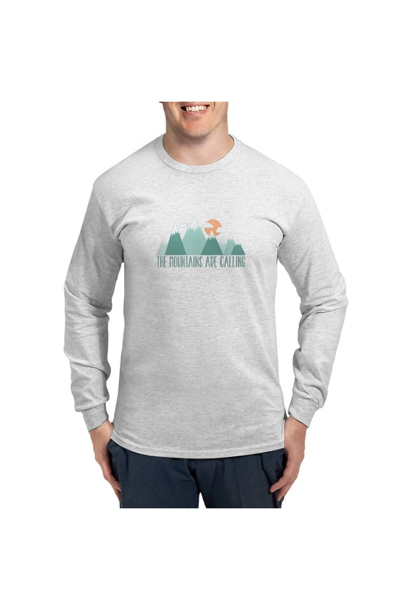 - Mountains Calling Long Sleeve T Shirt - Unisex Cotton Long Sleeve T-Shirt