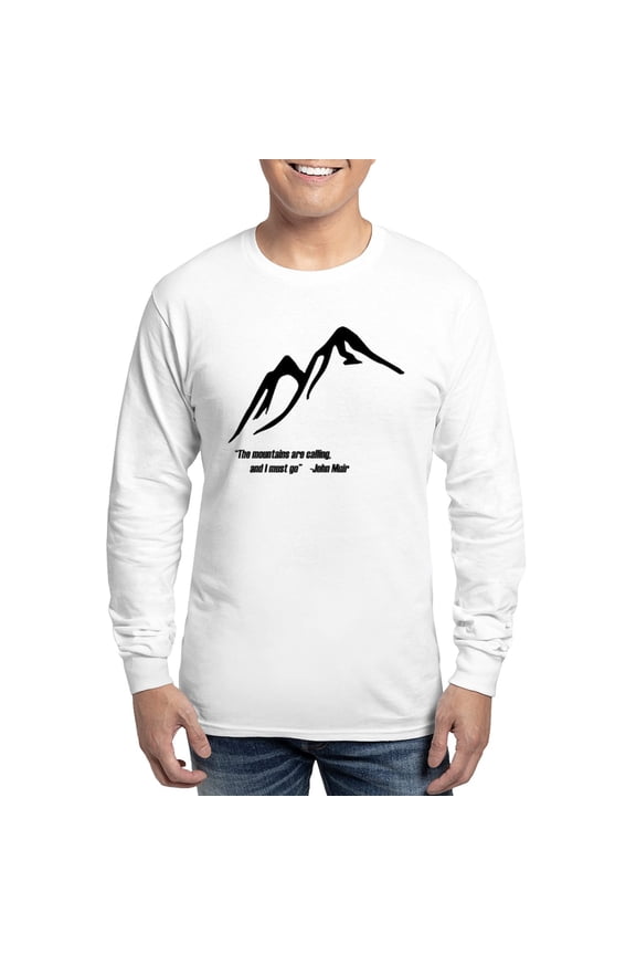 - Mountains Calling Long Sleeve T Shirt - Unisex Cotton Long Sleeve T-Shirt